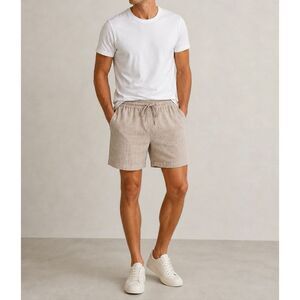 Abercrombie & Fitch Linen Shorts XL Beige Drawstring Casual Summer